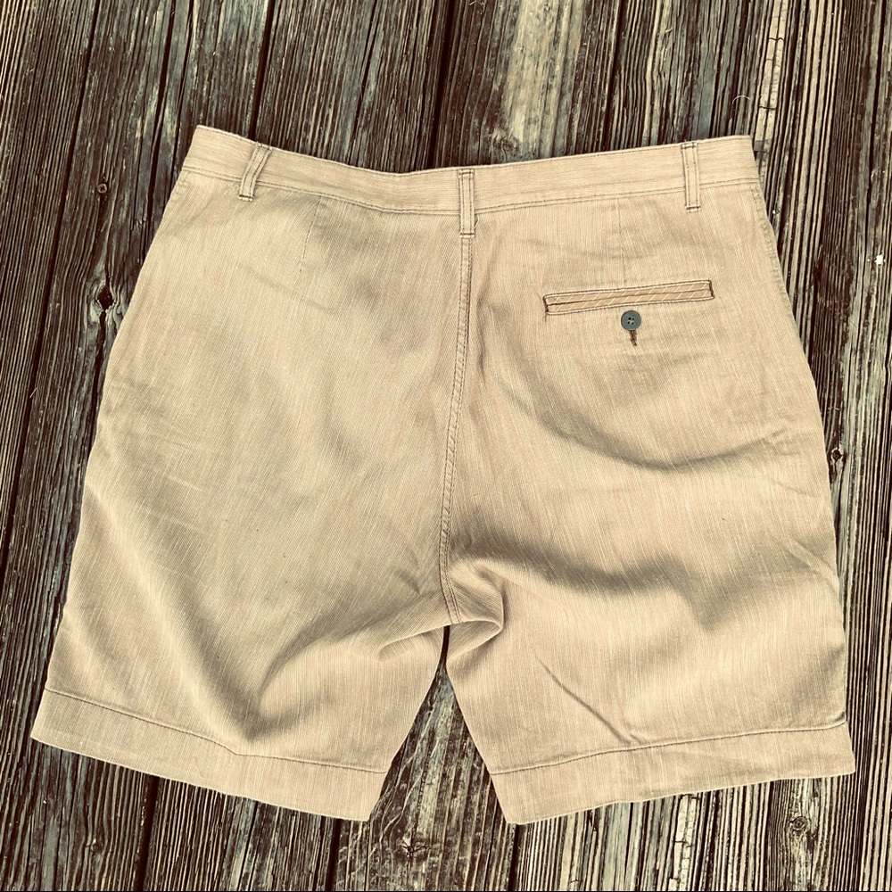 Caribbean Mens Flat Front Shorts Tan 34 - Picture 4 of 5